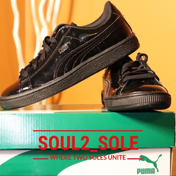 PUMA Black Patent  leather kids sz 2.5   NEW w/box - Picture 3 of 5